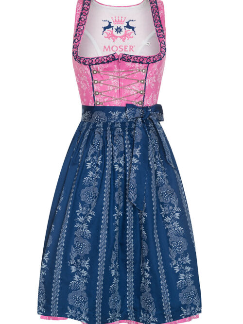 Midi Dirndl 65cm pink-dunkelblau Rosalinda 130936 ~ 32