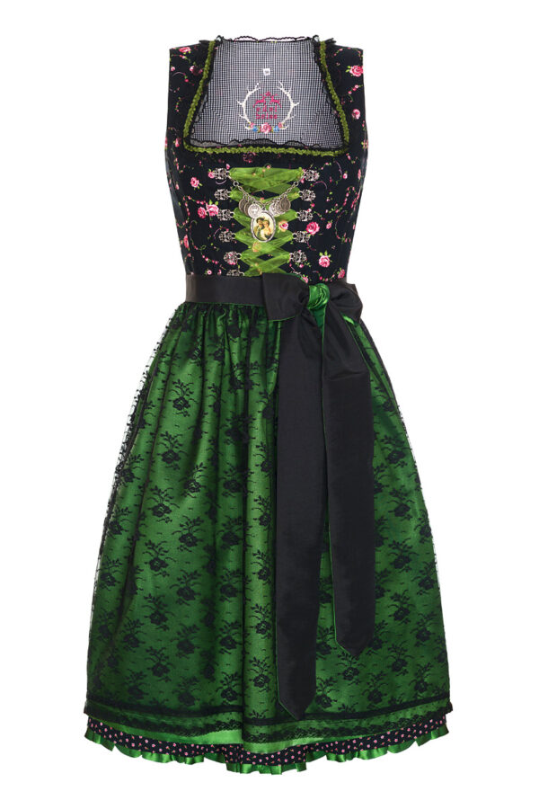 Midi Dirndl 65cm schwarz-grün Antonia 131085 ~ 32