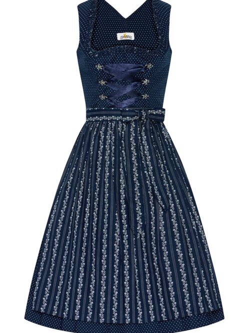 Midi Dirndl 65 cm dunkelblau gepunktet 015619 ~ 44