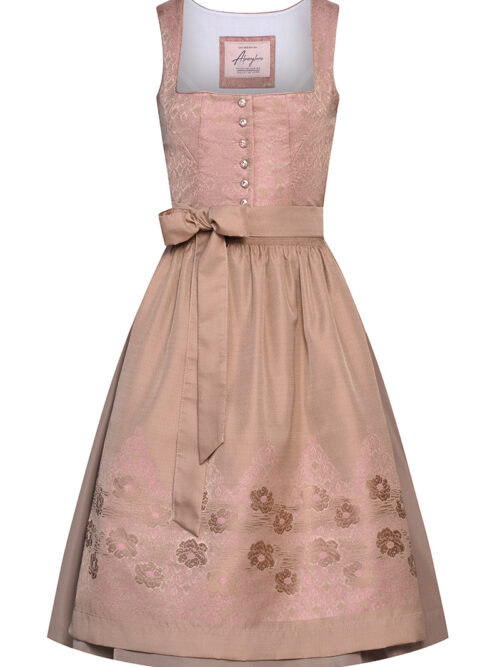 Midi Dirndl 65 cm altrosa taupe Beatrix 009900 ~ 38