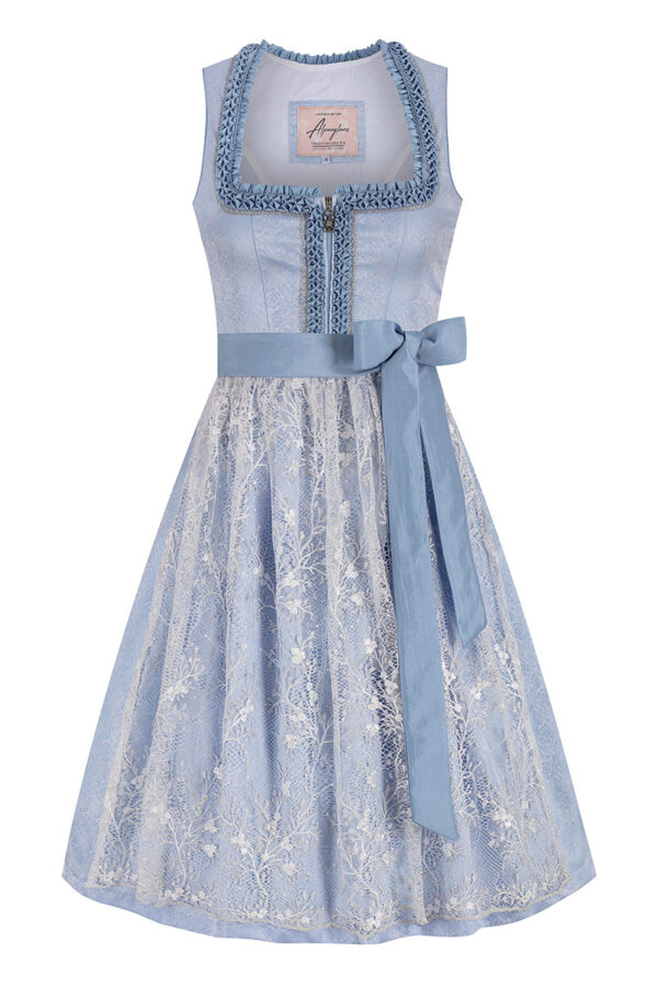 Midi Dirndl 65 cm hellblau silber Elena 014818 ~ 44