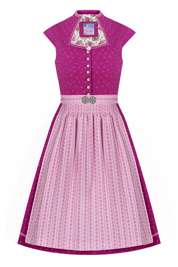 Midi Dirndl 65 cm beere rosa gemustert Toni 007358 ~ 30