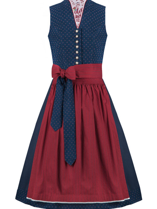 Midi Dirndl 65cm dunkelblau dunkelrot Ela 004458 ~ 32