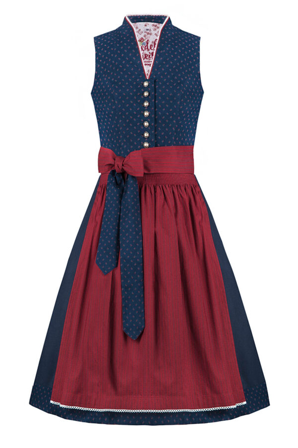 Midi Dirndl 65cm dunkelblau dunkelrot Ela 004458 ~ 32
