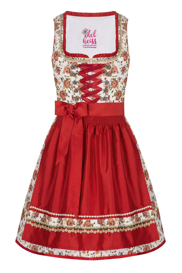 Mini Dirndl 55cm creme geblümt rot Linda 006924 ~ 36