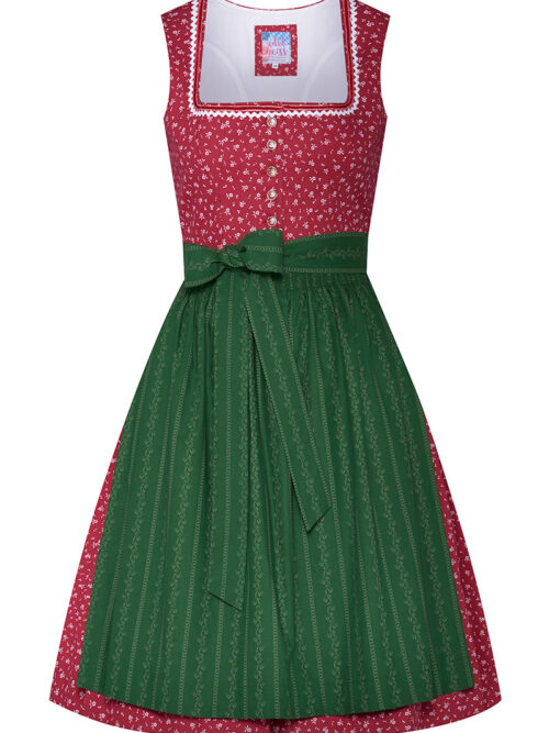 Mini Dirndl 60 cm rot grün Laureen 009197 ~ 34