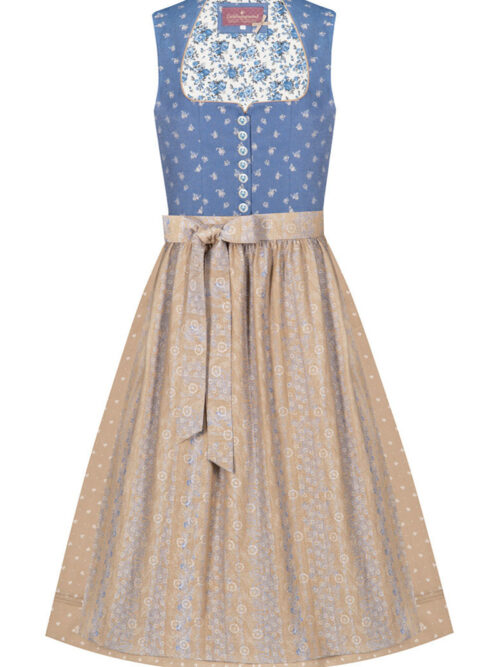 Dirndl lang 80 cm hellblau beige Nicoletta 005207 - limitiert ~ 40