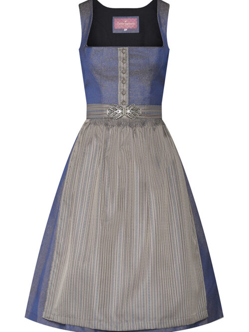 Midi Dirndl 70 cm blau grau Verena 008497 ~ 38