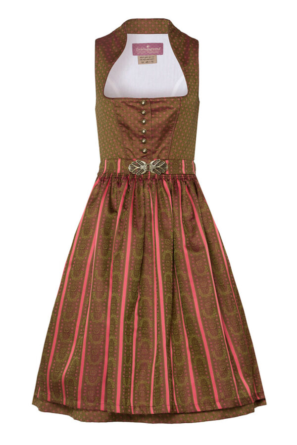 Midi Dirndl 70 cm oliv geblümt koralle Katrin 003740 - limitiert ~ 36