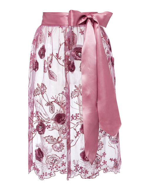Dirndlschürze midi 70cm altrosa mit Blütenstickerei Anja 003172 ~ L