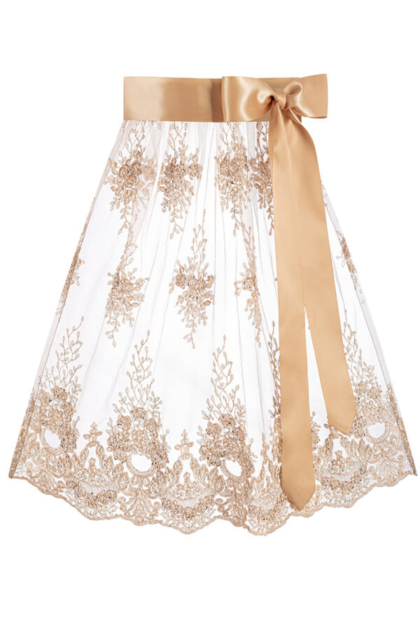Dirndlschürze Spitze midi 65 cm taupe gold 016567 ~ XL