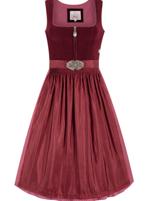 Midi Dirndl 65 cm dunkelrot Samt Inka 013917 ~ 32