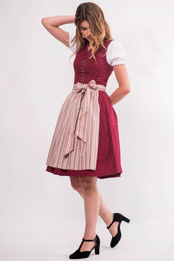 Mini Dirndl 60 cm dunkelrot creme Valentina 009058 ~ 40