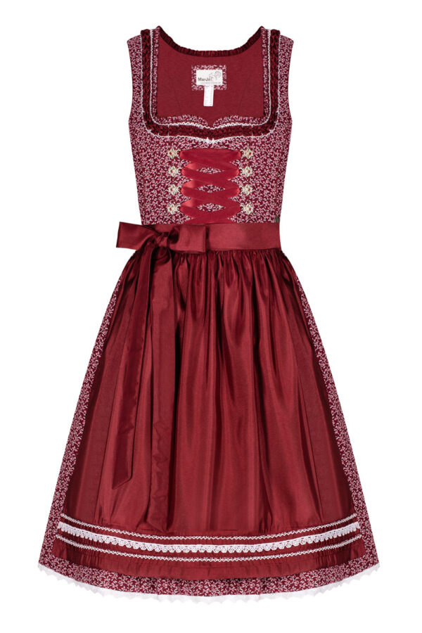 Mini Dirndl 60cm dunkelrot weiß gemustert Domenica 006475 ~ 32