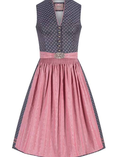 Midi Dirndl 65 cm blau rosenholz Louise 010226 ~ 32