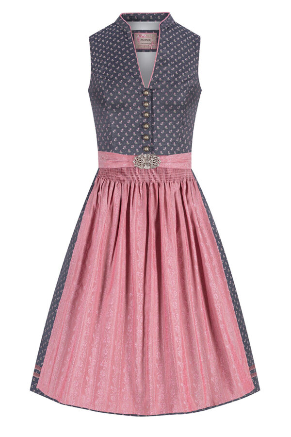 Midi Dirndl 65 cm blau rosenholz Louise 010226 ~ 34