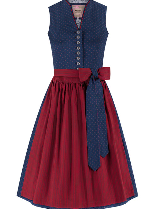 Midi Dirndl 65 cm blau rot Tanja 010074 ~ 32