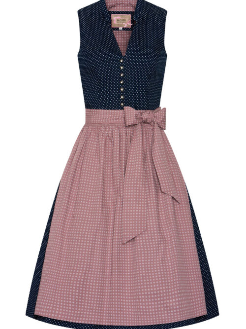 Midi Dirndl 65 cm dunkelblau rosenholz Valentina 014426 ~ 30