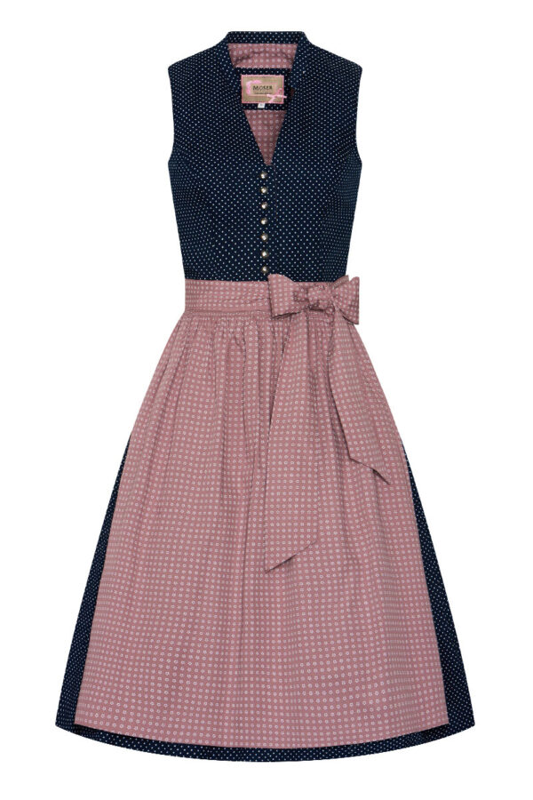 Midi Dirndl 65 cm dunkelblau rosenholz Valentina 014426 ~ 32