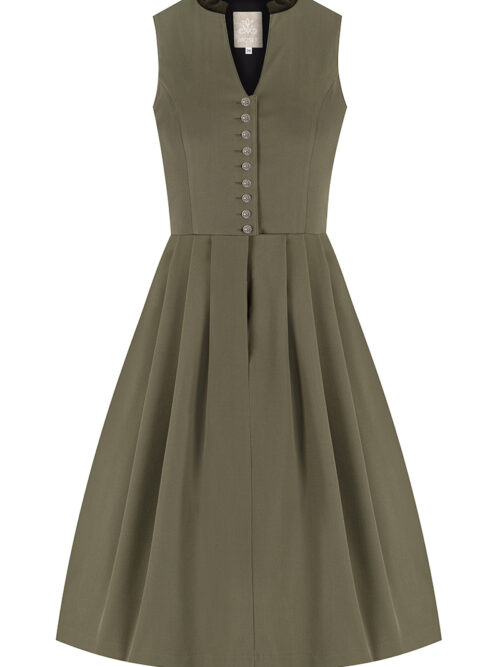 Midi Dirndl 65 cm Gastro oliv Stretch Viona 013191 ~ 44