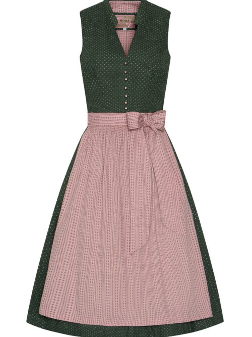 Midi Dirndl 65 cm grün altrosa Valentina 014425 ~ 30