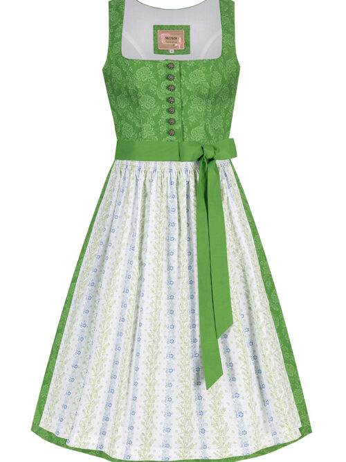 Midi Dirndl 65 cm grün weiß geblümt Traudl 010894 ~ 32