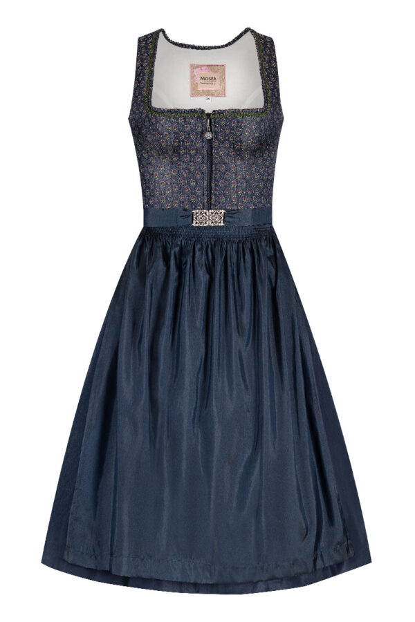 Midi Dirndl 70 cm dunkelblau gemustert Britta 010939 ~ 40