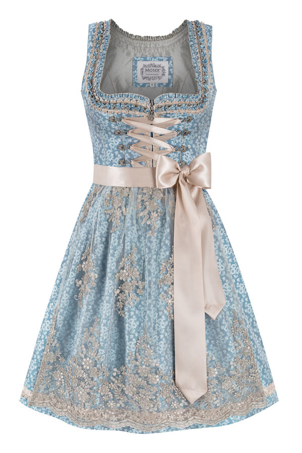 Mini Dirndl 60 cm hellblau taupe Tamina 013941 ~ 40
