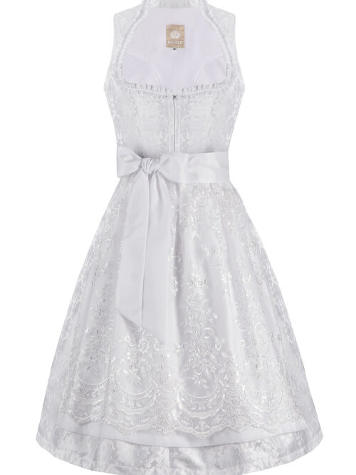 Hochzeitsdirndl midi 70cm weiß Clara 001635 ~ 34
