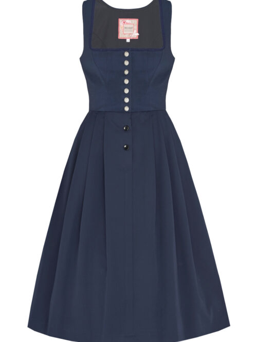 Midi Dirndl 70cm Gastro dunkelblau Stretch Babette 006872 ~ 32