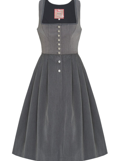 Midi Dirndl 70cm Gastro grau Stretch Babette 006871 ~ 32