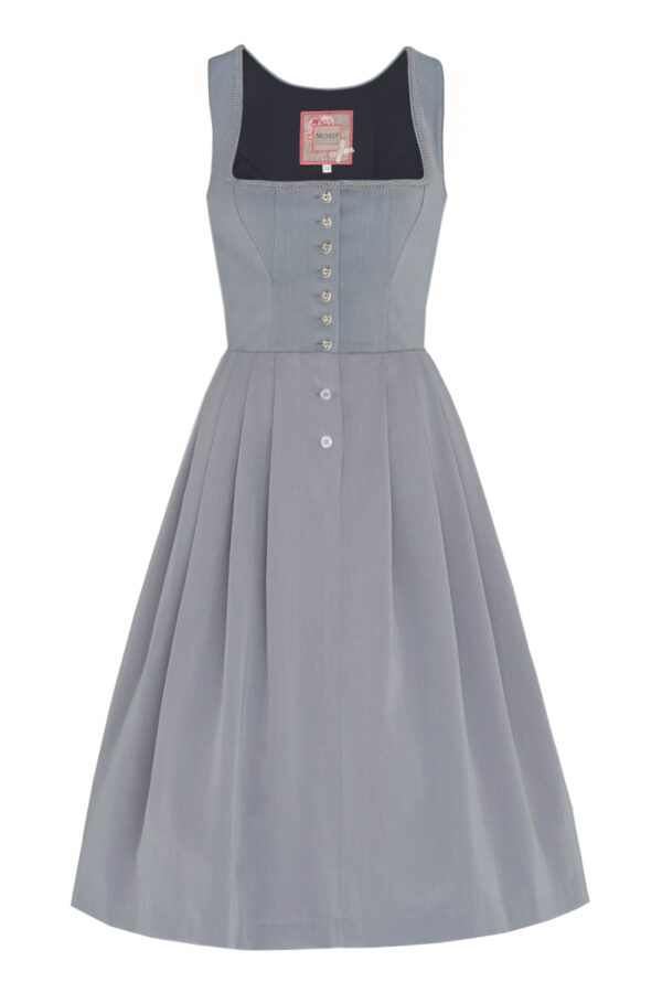 Midi Dirndl 70cm Gastro hellgrau Stretch Babette 006870 ~ 46