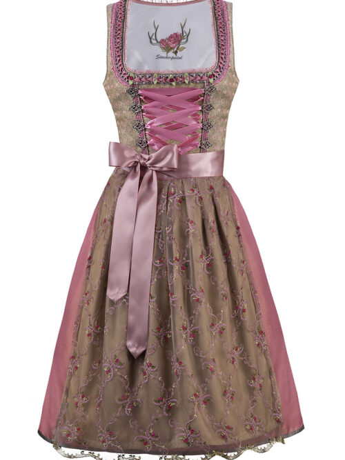 Midi Dirndl 65cm taupe altrosa Alison 004116 ~ 34