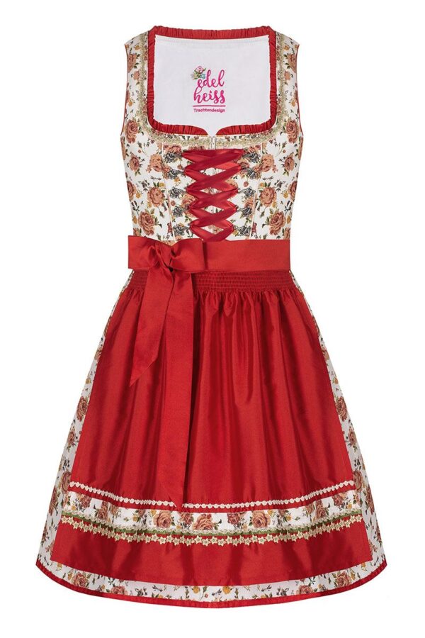 Mini Dirndl 55cm creme geblümt rot Linda 006924 ~ 30
