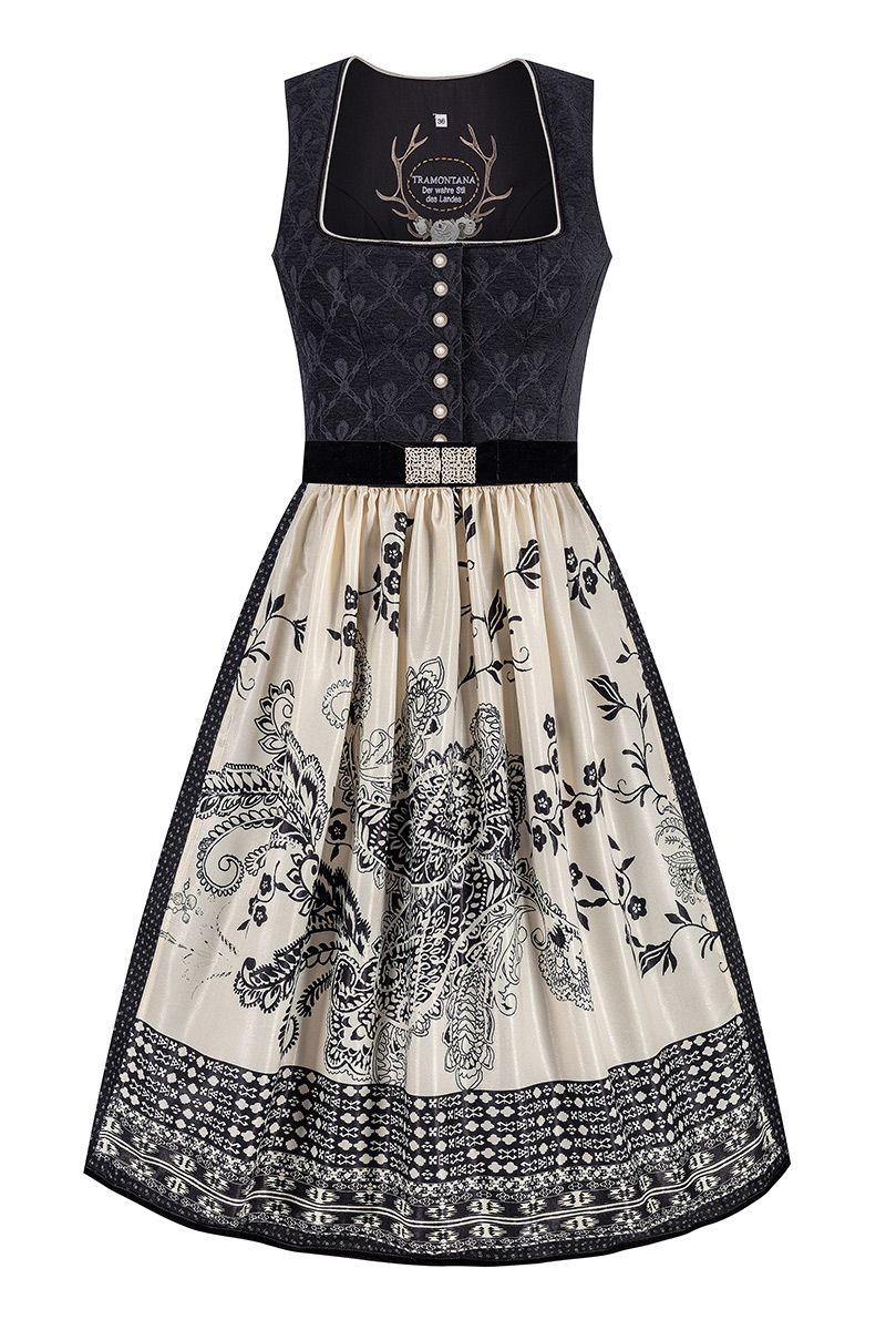 Midi Dirndl 70 cm schwarz creme Gloria 015481 ~ 36