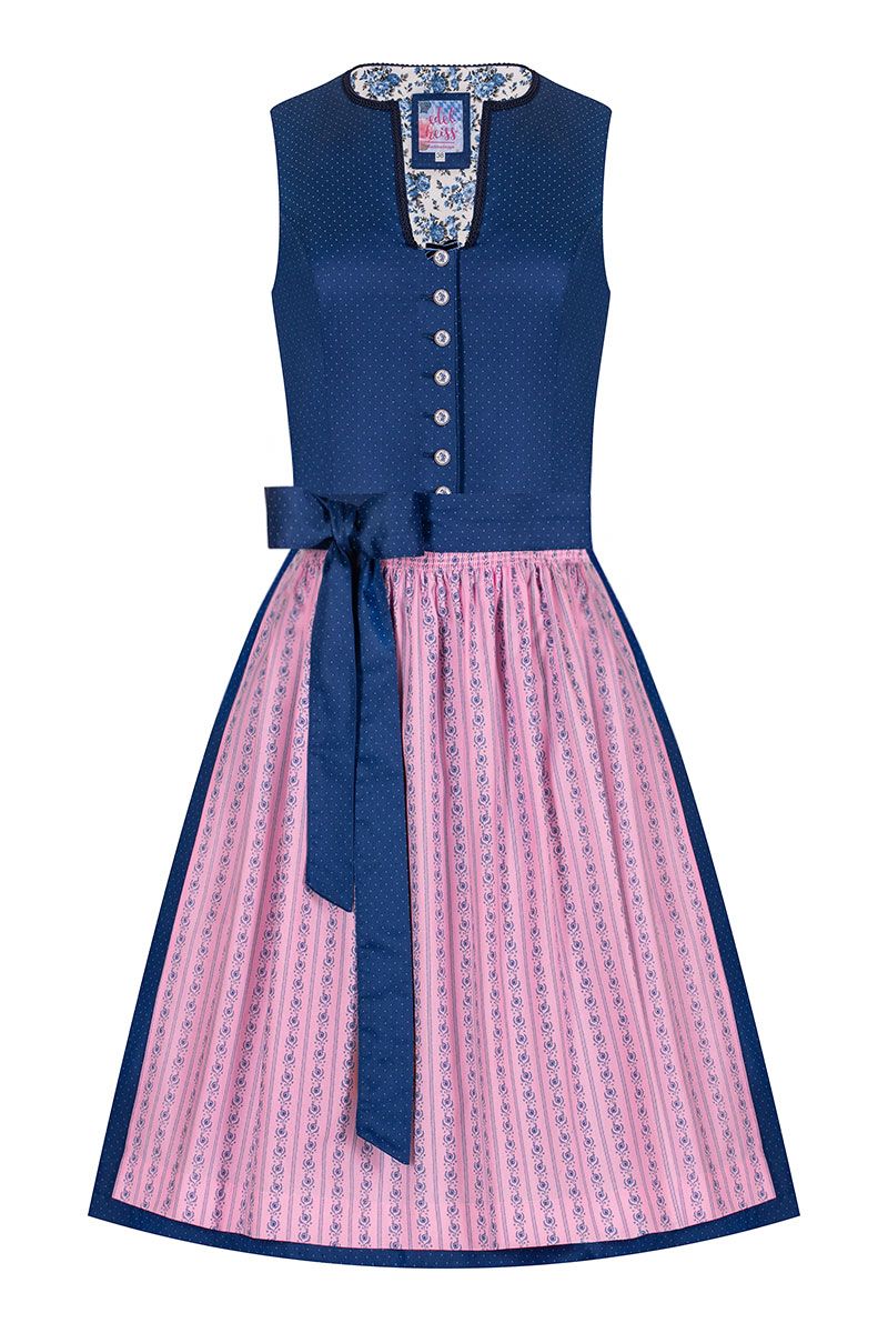 Mini Dirndl 60 cm dunkelblau rosa Emilia 007361 ~ 42