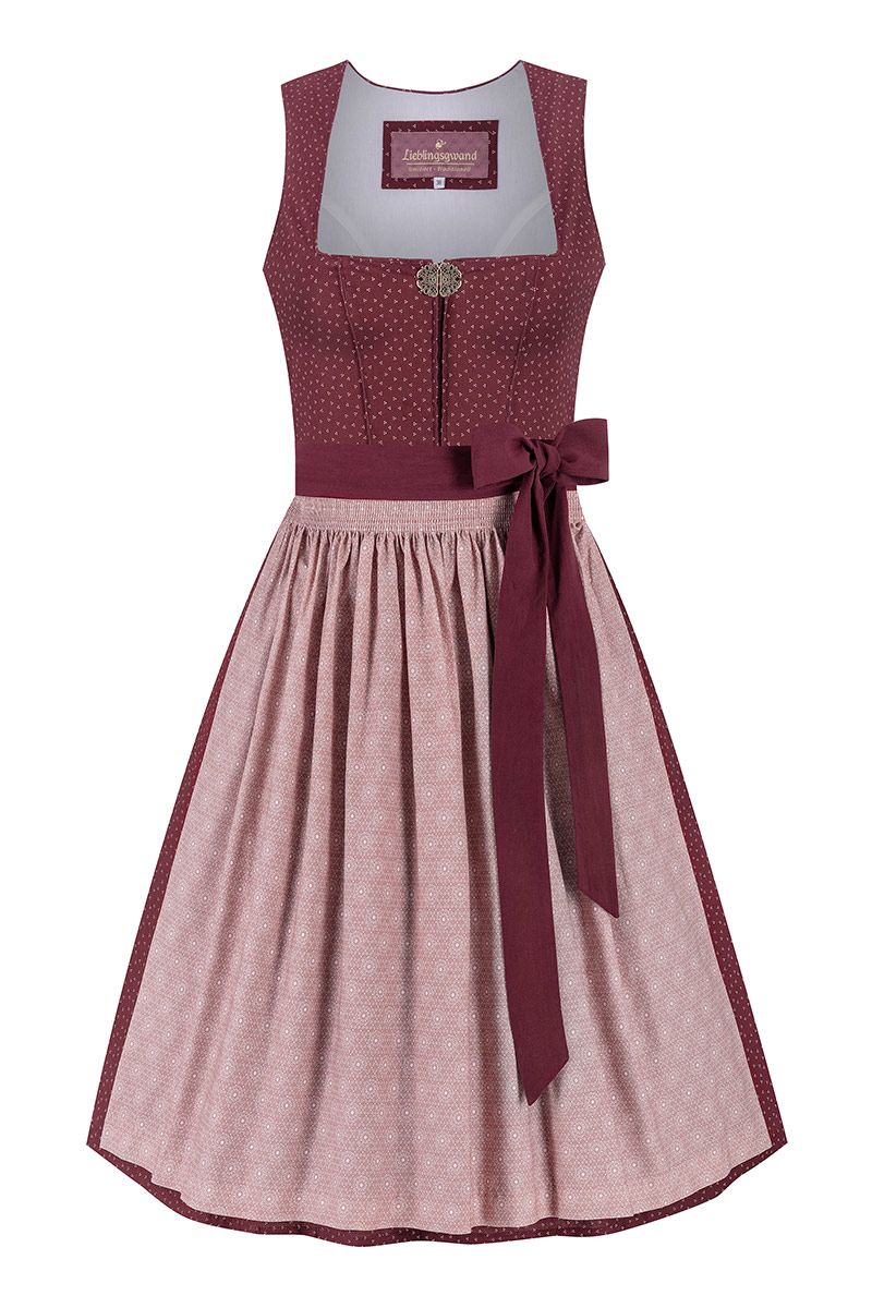 Midi Dirndl 65 cm dunkelrot altrosa Magdalena 014820 ~ 36