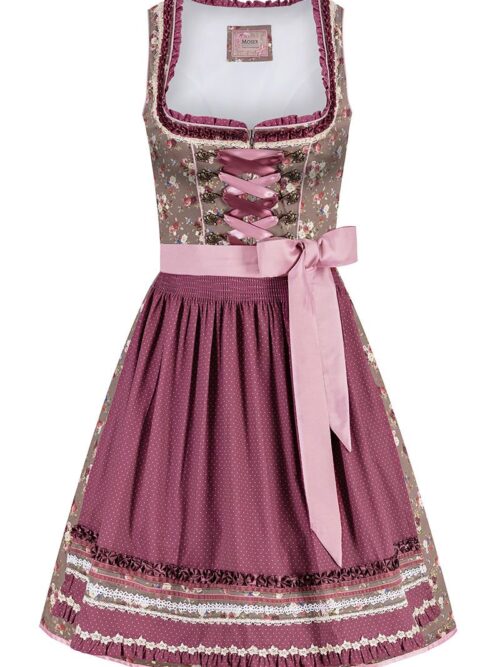 Mini Dirndl 55 cm braun geblümt rosenholz Valerie 010216 ~ 34