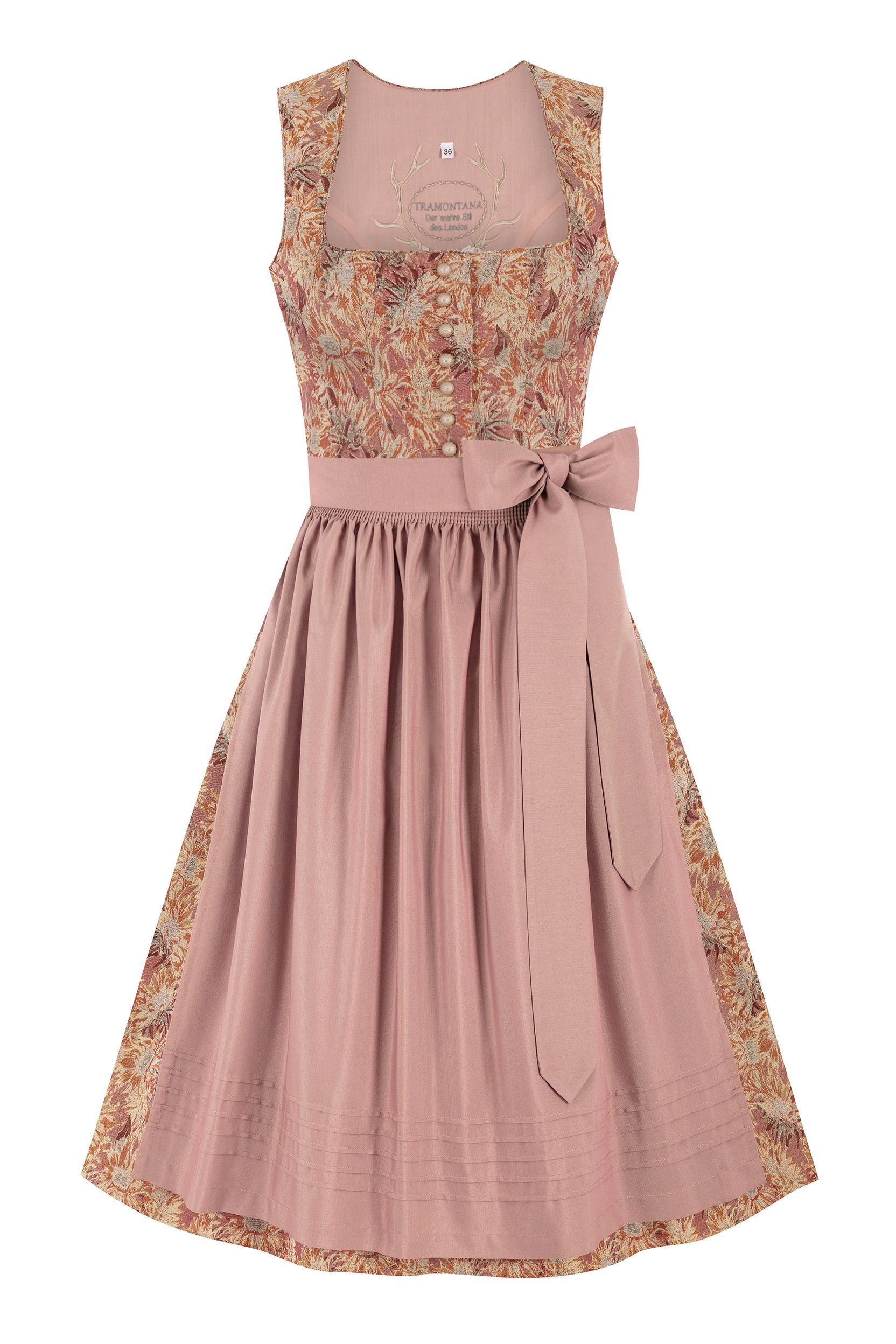 Dirndl in Leinenoptik (70 cm) ~ 46 ~ rost, altrosa