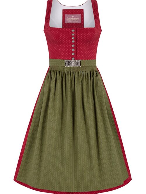 Midi Dirndl 65 cm rot oliv Valerie 017433 ~ 34