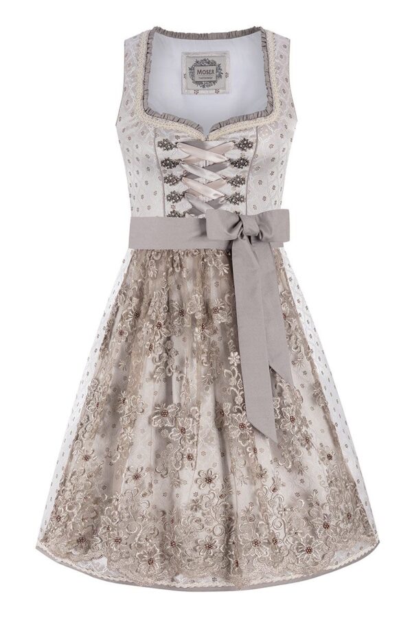 Mini Dirndl 60 cm silber taupe Claudine 010227 ~ 38