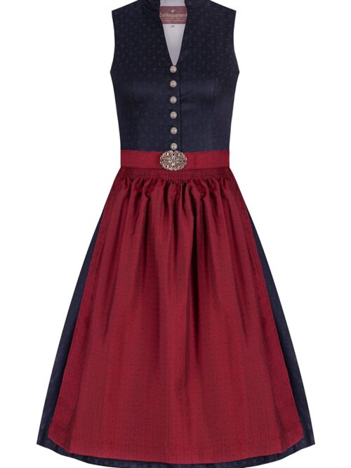 Midi Dirndl 65 cm dunkelblau rot Viktoria 010934 ~ 46