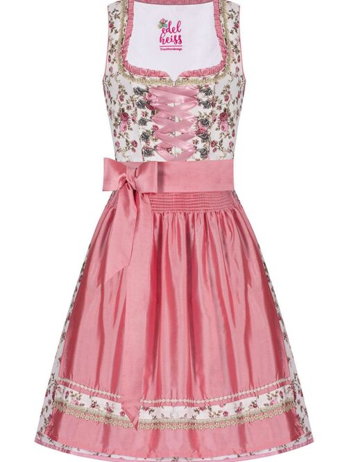 Mini Dirndl 55cm creme geblümt rosa Linda 006923 ~ 30