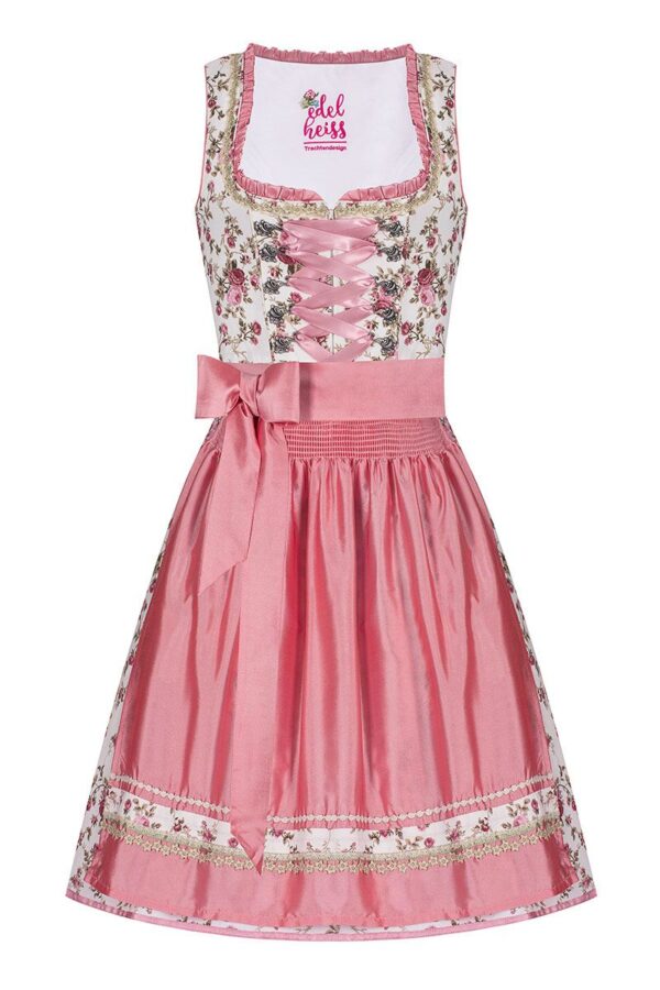 Mini Dirndl 55cm creme geblümt rosa Linda 006923 ~ 30