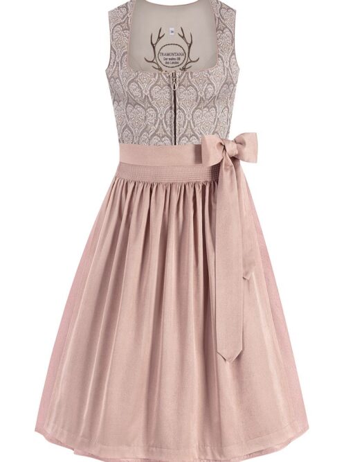 Midi Dirndl 70 cm taupe altrosa Fleur 013228 ~ 44