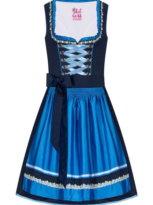 Mini Dirndl 55cm dunkelblau gepunktet blau Luise 006929 ~ 32